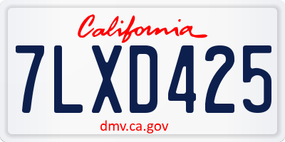 CA license plate 7LXD425