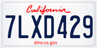 CA license plate 7LXD429