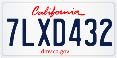CA license plate 7LXD432