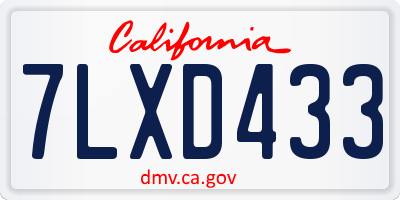 CA license plate 7LXD433