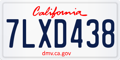 CA license plate 7LXD438