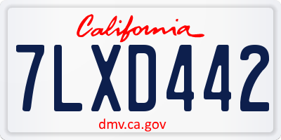 CA license plate 7LXD442