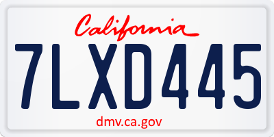 CA license plate 7LXD445