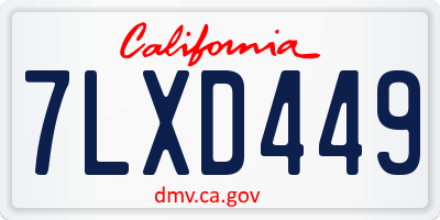 CA license plate 7LXD449
