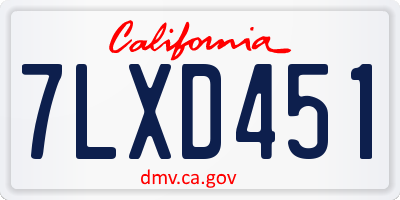 CA license plate 7LXD451