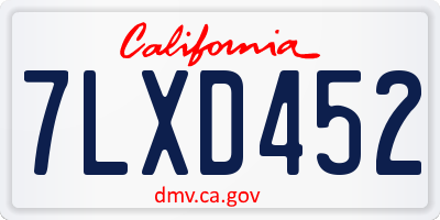CA license plate 7LXD452