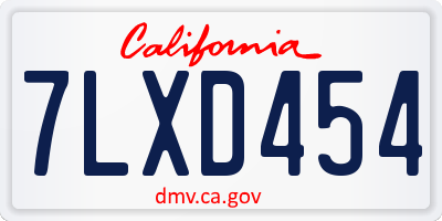 CA license plate 7LXD454