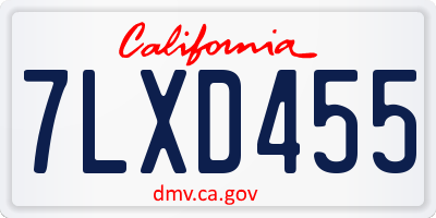 CA license plate 7LXD455