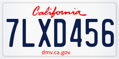 CA license plate 7LXD456