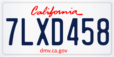CA license plate 7LXD458