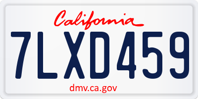 CA license plate 7LXD459