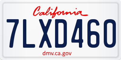 CA license plate 7LXD460