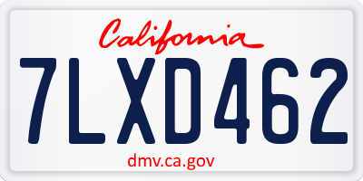 CA license plate 7LXD462