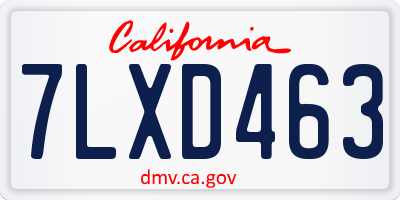 CA license plate 7LXD463