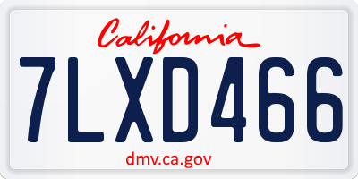 CA license plate 7LXD466