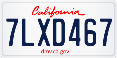 CA license plate 7LXD467
