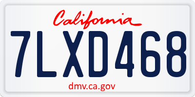CA license plate 7LXD468