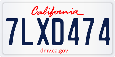 CA license plate 7LXD474
