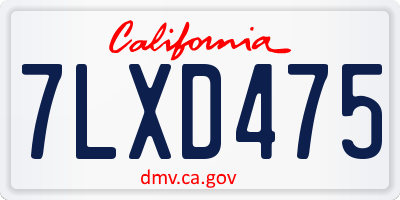 CA license plate 7LXD475