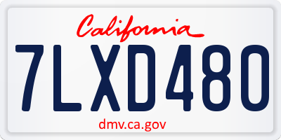 CA license plate 7LXD480