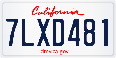 CA license plate 7LXD481