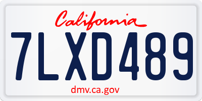 CA license plate 7LXD489