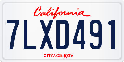CA license plate 7LXD491