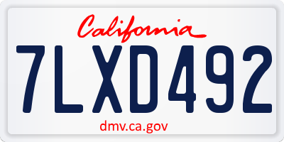 CA license plate 7LXD492
