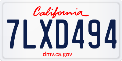 CA license plate 7LXD494