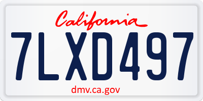 CA license plate 7LXD497