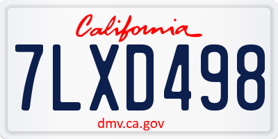 CA license plate 7LXD498