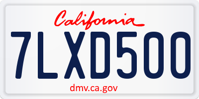 CA license plate 7LXD500