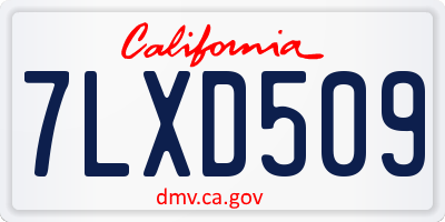 CA license plate 7LXD509
