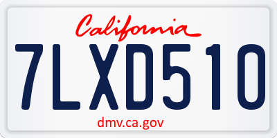 CA license plate 7LXD510
