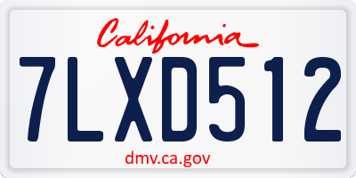 CA license plate 7LXD512