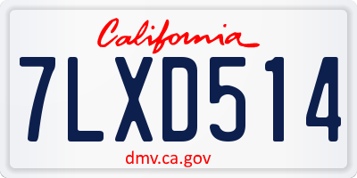 CA license plate 7LXD514