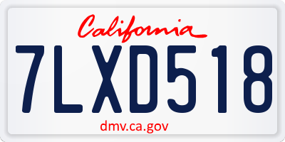 CA license plate 7LXD518