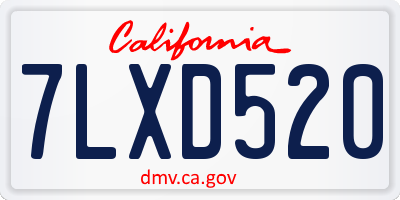 CA license plate 7LXD520