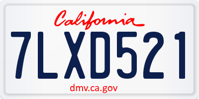 CA license plate 7LXD521