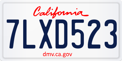 CA license plate 7LXD523