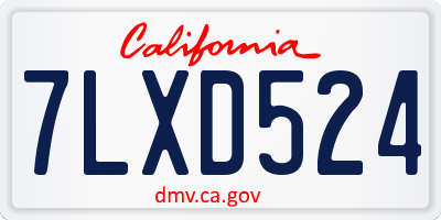 CA license plate 7LXD524