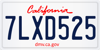 CA license plate 7LXD525