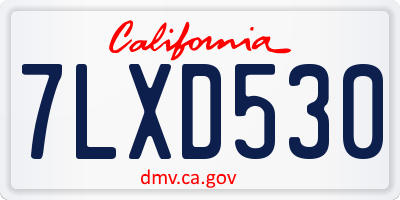 CA license plate 7LXD530