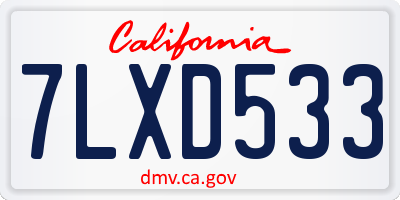 CA license plate 7LXD533