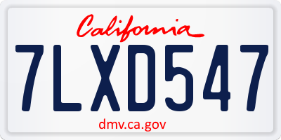 CA license plate 7LXD547