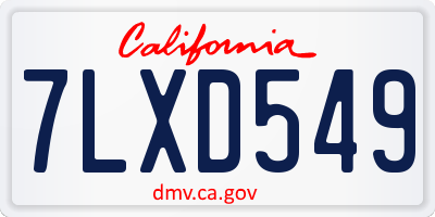 CA license plate 7LXD549