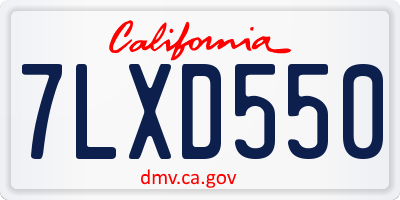 CA license plate 7LXD550