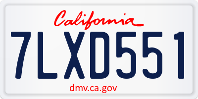 CA license plate 7LXD551