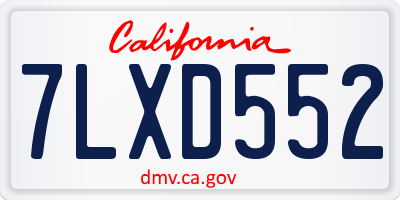 CA license plate 7LXD552