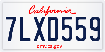 CA license plate 7LXD559